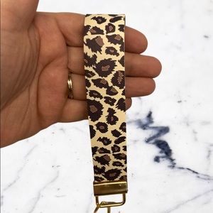 Leopard Print Faux Leather Keychain
